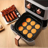 Ensemble en silicone pour friteuse à air carrée sans BPA Support pour bacon et hot-dogs Moule à gâteau à 9 cavités pour friteuse à air