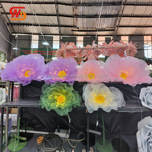 SMOOTH Green Big Peony Giant <b>Standing</b> Silk Organza Poppy Flowers Wedding Event Party <b>Backdrop</b> Decor - Product Image 2