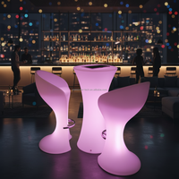 Table haute de bar LED en plastique contemporaine pour usage commercial et hôtelier avec batterie rechargeable 16 couleurs (TP110B)
