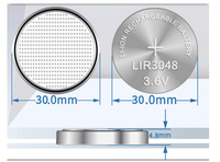 BELICELL LIR3048 180mAh 3.7V, tombol pintar sel koin negara bagian padat baterai LiCoO2 untuk peralatan pendengaran rumah elektronik konsumen