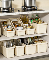 Boîte de rangement de cuisine domestique avec poulie couvercle de pot et assaisonnement divers panier de rangement de bureau étendu