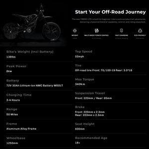 Moto tout-terrain électrique 79BIKE Falcon Lite, 8 kW, pour adolescents - Product Image 4