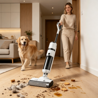 Aspirateur sans fil auto-nettoyant 180° à moteur sans balais, filtration HEPA, pour usage domestique, hôtelier et extérieur