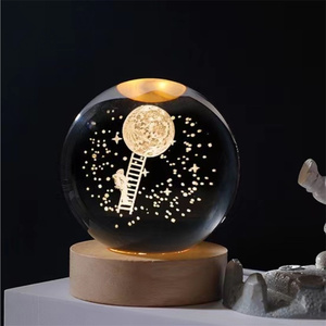 Boule de cristal gravée au laser 3D <span class=keywords><strong>Aban</strong></span> Crystal 60 mm avec base lumineuse LED en bois pour Noël sur le thème de l'amour - Product Image 6