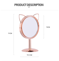 Miroir de maquillage portable avec lumière USB, rond, cadeau pour fille, miroir de maquillage intelligent à écran tactile LED sur pied