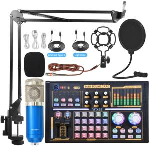BM 800 Professional DJ18 Juego de tarjeta de sonido inalámbrica con pantalla LED Micrófono de condensador de estudio portátil Karaoke Podcast Grabación - Product Image 4
