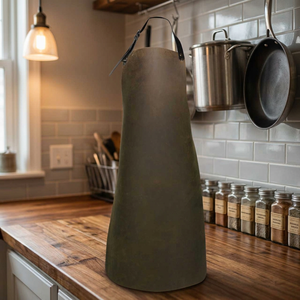 Tablier en cuir uni, durable, sans poches, pour la cuisine et l'usage quotidien - Product Image 4