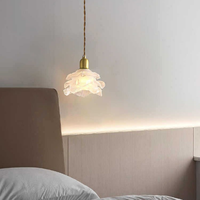 Lampe suspendue en verre rose de luxe à la française, style rétro en cuivre, pour salon, chambre à coucher, restaurant, bar