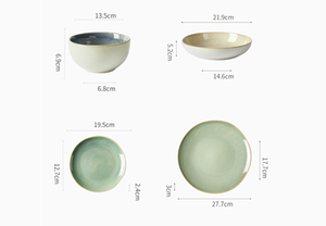 Assiettes et plats en céramique vert et <span class=keywords><strong>beige</strong></span> de 8,5 et 10,5 pouces avec finition émaillée, vente en gros en vrac pour la restauration - Product Image 6
