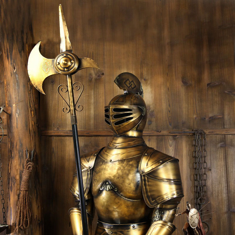 アンティークライフサイズ鎧の騎士像金属鉄戦士彫刻家の装飾
