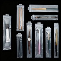 Sac en plastique transparent en PVC semi-givré allongé avec trou pour accrocher, pour baguettes, cuillères, couteaux