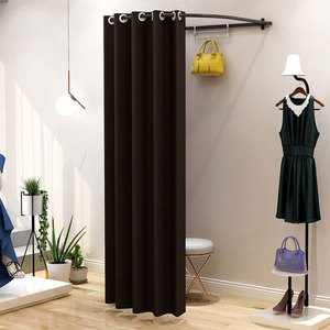Cabine d'Essayage Murale <span class=keywords><strong>de</strong></span> Luxe en Métal et Acier pour Boutique <span class=keywords><strong>de</strong></span> Vêtements, Vestiaire Noir avec Rideau - Product Image 5