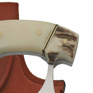 Couteau à pizza professionnel multifonction en acier Damas avec manche en bois et étui en cuir, couteau Ulu - Product Image 1