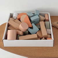 Çocuk Oyuncakları Ahşap Kale Yapı Taşları Seti, İskandinav Pastel Oyun Evi İstifleme Oyuncağı, Montessori Yaratıcı Yapım Oyuncağı CE CPC