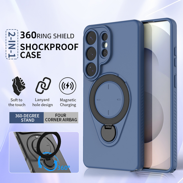 360 Rotating Magnetic Stand Phone Case for Samsung Galaxy S26 S26Plus S26Ultra Wireless Charging Shockproof Protective Cover
