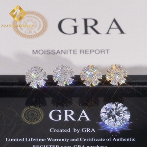 Belle boucle d'oreille à motif floral, clou d'oreille en argent 925, boucle d'oreille en moissanite, boucle d'oreille tendance en forme de tournesol, idée cadeau de bijoux - Product Image 3