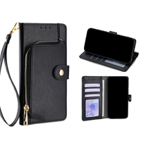 Casing Kulit Minyak Lilin dengan Dompet Resleting Slot Kartu Gesper Magnetik Penutup Berpatent untuk Samsung S26 Ultra S25 S24 Plus S23 FE