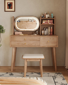 Table de toilette triangulaire moderne <span class=keywords><strong>en</strong></span> bois réglable avec miroir rabattable pour <span class=keywords><strong>chambre</strong></span>, hôtel ou appartement, idéale pour les petits coins - Product Image 6