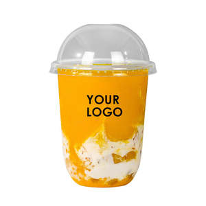 Logo personalizzato stampato in plastica per bevande fredde caffè trasparente per animali domestici a forma di 12oz 16oz 20oz 24oz bicchieri di plastica usa e getta con coperchio - Product Image 1