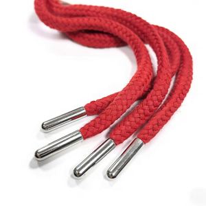 8mm Red Hollow Braided Metal Head Polyester Cotton Drawcord <b>Shoelaces</b> Sweater Waist <b>Rope</b> Drawstring Support Custom - Product Image 3