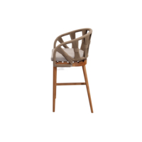 Chaise de bistrot de luxe moderne pour hôtel, projet bord de mer, en bois de teck, pour extérieur, jardin, avec corde tressée, tabourets de bar hauts pour restaurant