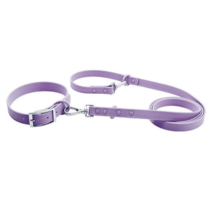 मकर क्लासिक नरम pvc कुत्ते कॉलर पट्टा सेट वाटरप्रूफ मैट समाप्त हुआ बनावट ठोस पैटर्न रिबन प्रशिक्षण - Product Image 2