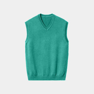 Maglione di maglieria in Cashmere in <span class=keywords><strong>lana</strong></span> tinta unita su misura all'ingrosso con scollo a V <span class=keywords><strong>gilet</strong></span> da <span class=keywords><strong>uomo</strong></span> - Product Image 2