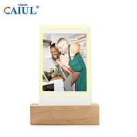 Cadre photo LED en acrylique Yoshanda de 3 pouces, cadre photo transparent en bois, mini cadre photo lumineux, vente en gros