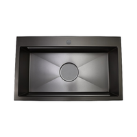 Robinet d'évier de cuisine coréen en acier inoxydable noir mat, grand réservoir unique, design artisanal gaufré motif grain de millet, SUS304