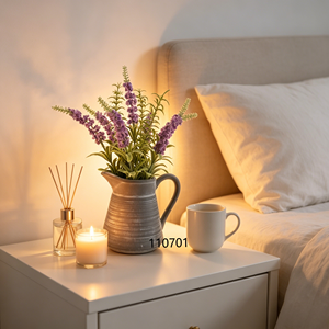 Plante <span class=keywords><strong>de</strong></span> lavande artificielle réaliste dans une jarre en céramique, fausse lavande violette avec feuillage vert pour la décoration <span class=keywords><strong>de</strong></span> la maison, <span class=keywords><strong>de</strong></span> la cuisine et du salon - Product Image 2