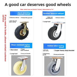 עגלת משא מפלדה כבדה עם צמיגים פנאומטיים גדולים, עגלת משטח שטוחה מתקפלת, שקטה, ניתנת להתאמה אישית - Product Image 6