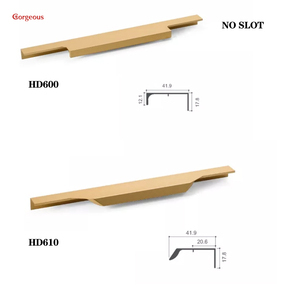 Perlengkapan Furnitur Baru, Kenop Pintu Kabinet Emas Hitam, Gagang Tarik Profil, Gagang Lemari Panjang Aluminium, Gagang Tersembunyi Dapur - Product Image 3
