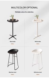 Set Tavolo e Sgabelli in Acciaio al Carbonio con Piano Rotondo per Caffè, Casa, Ufficio, Balcone, Patio, Arredamento da Pranzo con Due Sedie - Product Image 2