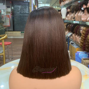 Perruques courtes lisses de type bob à deux tons ombrés, cheveux humains T1B4, 8 pouces, fermeture en dentelle 5x5, perruques en dentelle vietnamienne pour femmes noires - Product Image 3