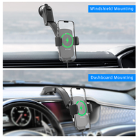 Soporte para Teléfono con Carga Inalámbrica Certificado QI, con Sujeción Automática y Diseño de Doble Bloqueo para el Tablero del Automóvil y el Parabrisas