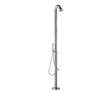Colonne de douche extérieure moderne Weihao en acier inoxydable, finition nickel brossé, avec robinets de douche à effet pluie, ensemble de douche à poser au sol