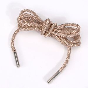 Custom Shiny Diamond Crystal Bling Rhinestones Shoelaces 80cm-160cm Colored Flat 100% Polyester 6mm Width Pair - Product Image 3