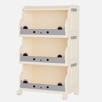 Boîte de rangement mobile multi-niveaux et bibliothèque avec roulettes, design moderne en plastique, écologique et durable