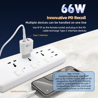 Adaptador de corriente universal PD 66W USB A + C + PD tipo C, bloque de cubo de carga rápida, cargador de teléfono móvil USB para portátil, enchufe europeo, función PD 3,0
