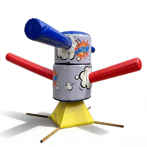 EASYFUN Nuevo Diseño de Fábrica, Pista Inflable Wipeout, Juego Mecánico Interactivo con Obstáculos Dobles Giratorios, Meltdown Comercial - Product Image 3