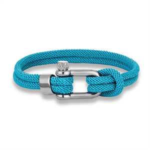 Bracelets tressés unisexes multicolores en acier inoxydable avec fermoir à vis, bracelet en corde nautique à anse en U - Product Image 6