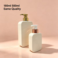 Flacon carré en HDPE mat de 180 ml avec pompe or rose, vide, pour savon liquide, shampoing, lotion corporelle, rechargeable, logo personnalisé, vente en gros, offre spéciale