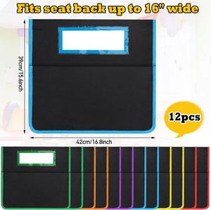 Paquete de 12 Bolsillos para Sillas de Aula de 15.6x16.8 Pulgadas, Organizador de Bolsillos para Respaldo de Silla, Almacenamiento para Estudiantes, Suministros Escolares y de Oficina - Product Image 2