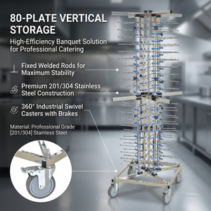 Commercial Four Sided 40 80 <b>Plates</b> Capacity Stainless Steel Mobile <b>Plate</b> <b>Rack</b> with Casters - Product Image 5
