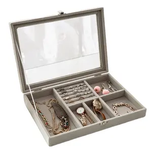 New Product Wholesale Customized Luxury Velvet Ring Jewelry Display Jewelry Organizer Box Velvet Jewelry Tray For Display