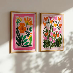 Poster su tela con paesaggi vivaci e classici, decorazioni per la casa, regali, stampe su tela con piante e fiori in stile bohémien. - Product Image 1