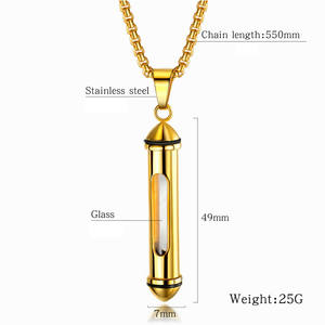 Klasik temizle cam paslanmaz çelik kolye dikey çubuk kremasyon takı küllerden yapılmış - Product Image 5