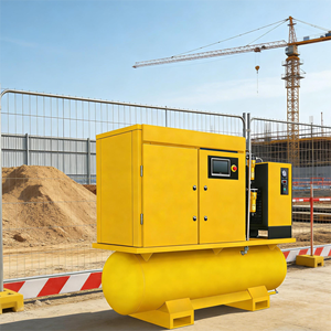 מדחס אוויר תעשייתי 4 ב-1, בורגי, נייד, חד פאזי 220V, 7.5 קילוואט, שקט, 10 כוחות סוס, עם מייבש ומיכל, עם תו תקן CE, למכירה סיטונאית, לשימוש ברכב - Product Image 1