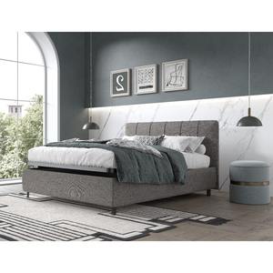 Cama doble con almacenamiento en tela gris - Product Image 1
