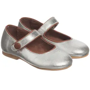CHOOZII Hot selling Dress Shoes Custom Italian Kids Girls Platinum Silver Leather Mary Jane Shoes